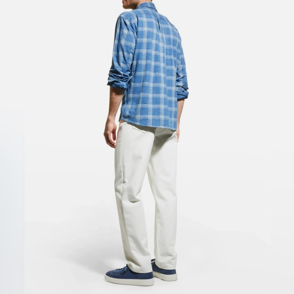 Peter Millar Larimer Indigo Knit Plaid Long sleeve Cotton Button Shirt XXL - Picture 11 of 12